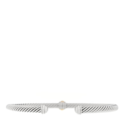 David Yurman Sterling Silver 18K Yellow Gold 4mm Station Cable Bracelet 2 of 3