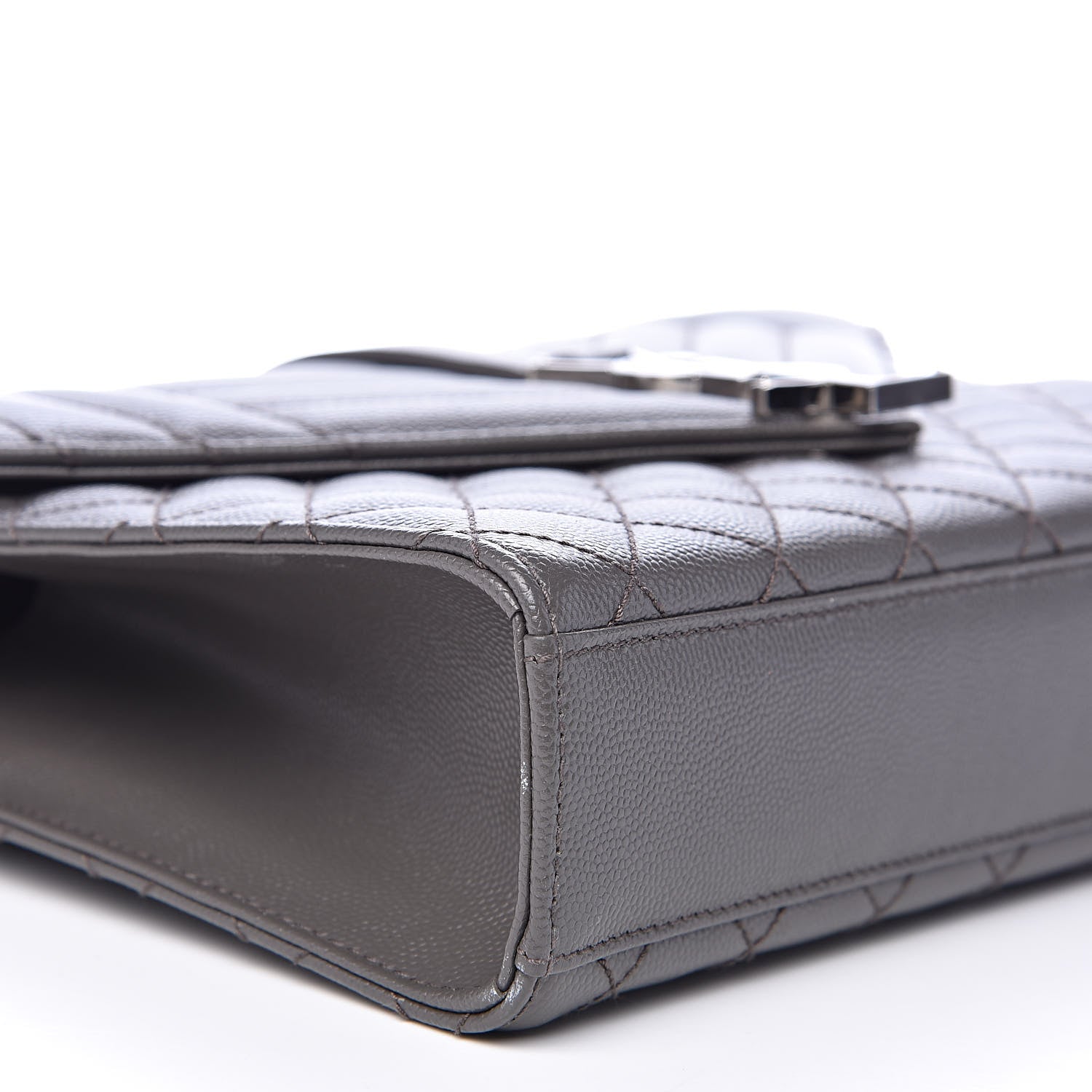 Saint Laurent Grain De Poudre Textured Mixed Matelasse Medium Triquilt Monogram Satchel Earth 7 of 9