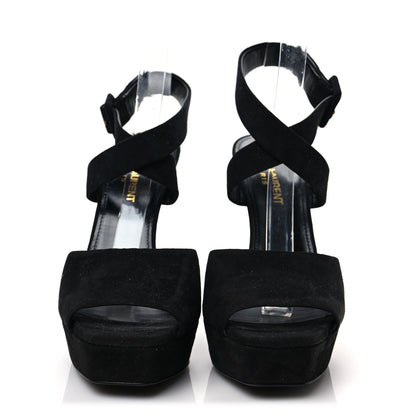 Saint Laurent Suede Debbie Platform Sandal 36.5 Black 2 of 8