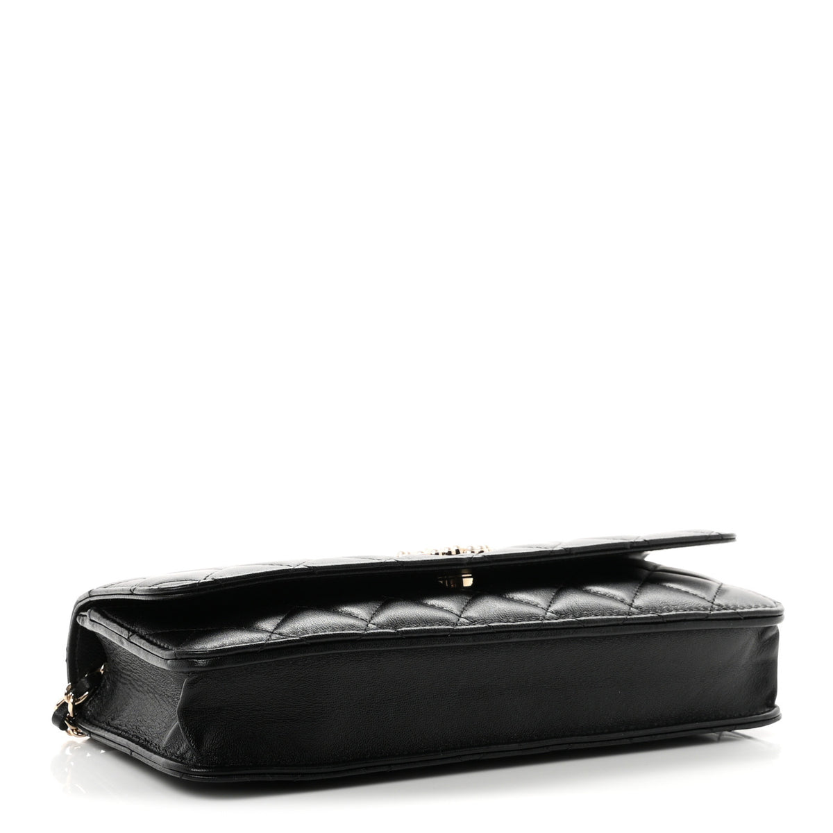 Lambskin Quilted Pearl CC Flap Clutch Black