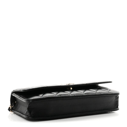 Chanel Lambskin Quilted Pearl CC Flap Clutch Black 4 of 11