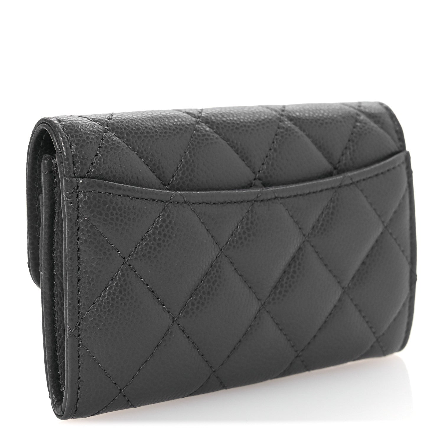 Chanel Caviar Quilted Flap Card Holder Wallet Dark Grey 3 of 9
