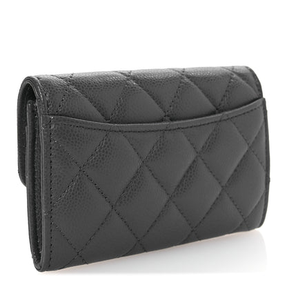 Chanel Caviar Quilted Flap Card Holder Wallet Dark Grey 3 of 9
