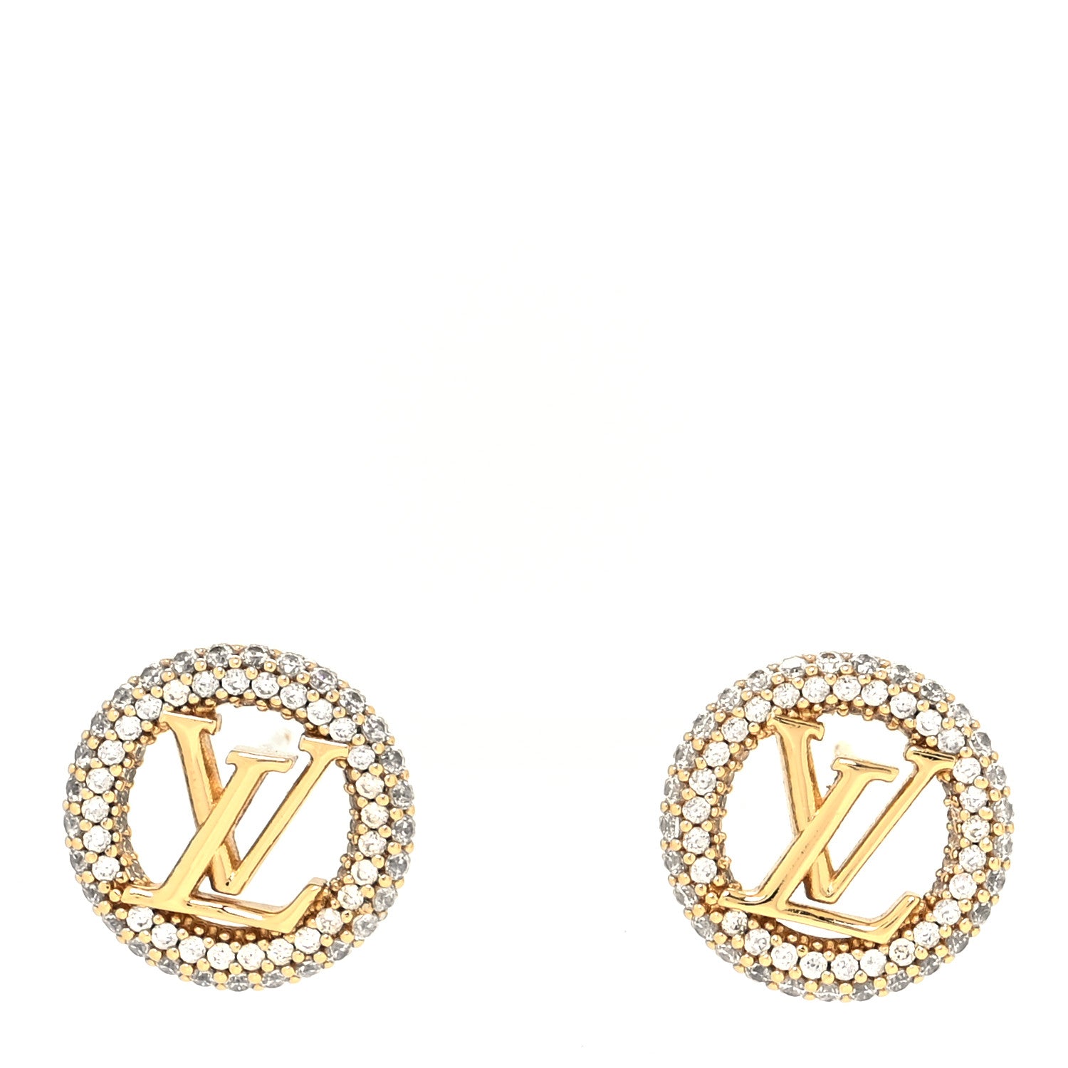 Louis Vuitton Metal Crystal Louise By Night Earrings Gold 1 of 5