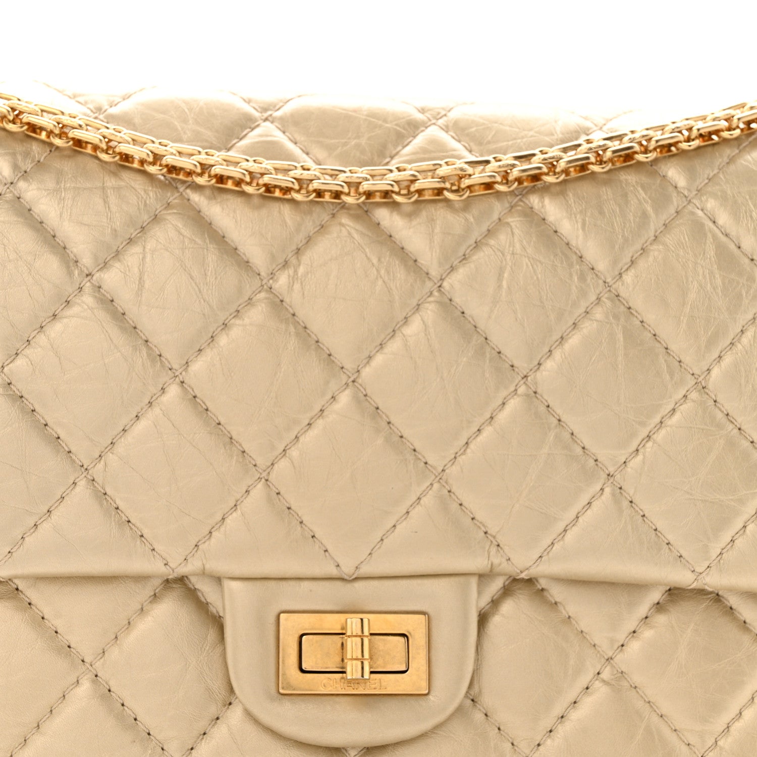 Chanel Metallic Aged Calfskin Quilted 2.55 Reissue 226 Flap Pale Gold 8 of 14