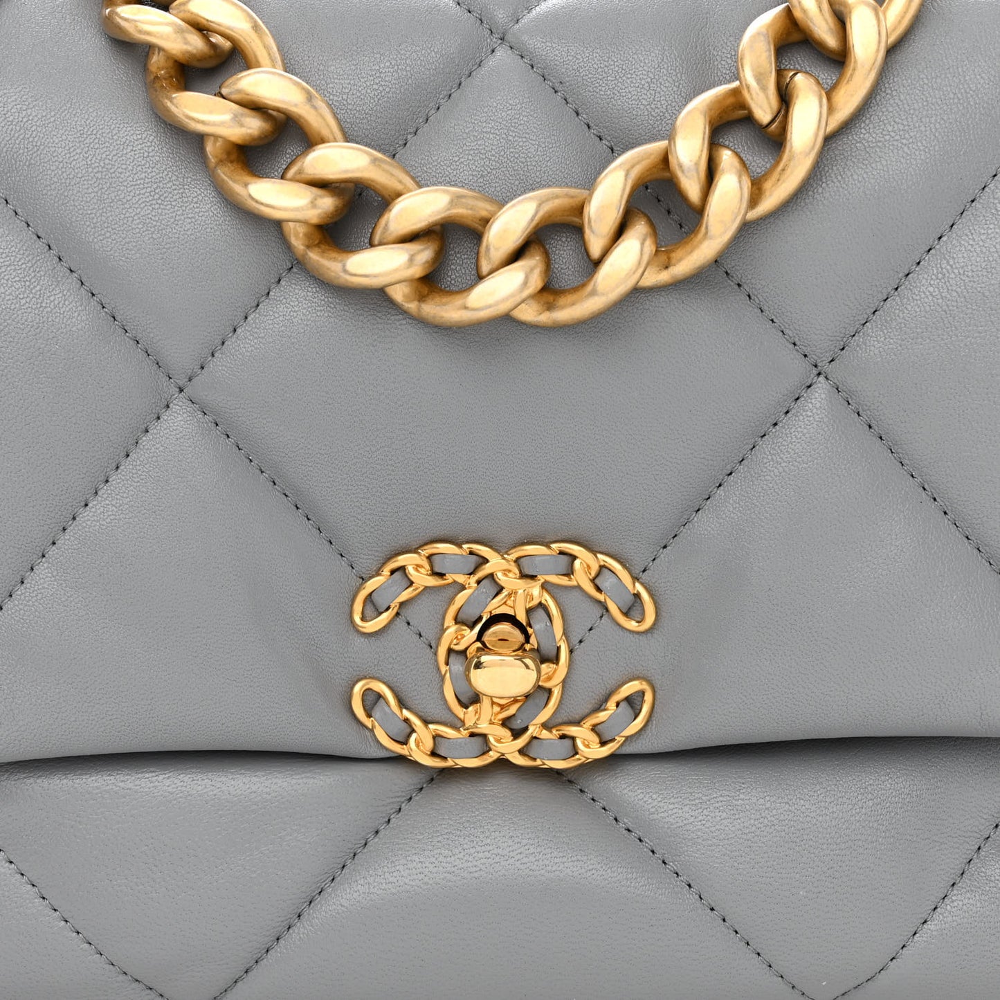 Lambskin Quilted Large Chanel 19 Flap Grey