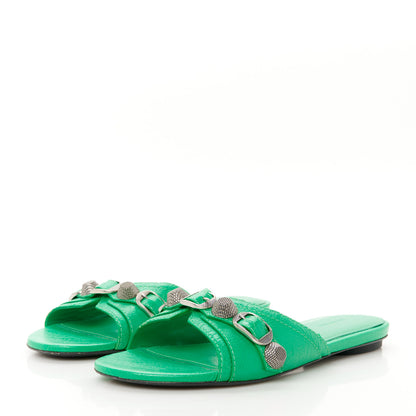 Balenciaga Agneau Arena Cagole Flat Slide Sandals 35 Vivid Green 4 of 11