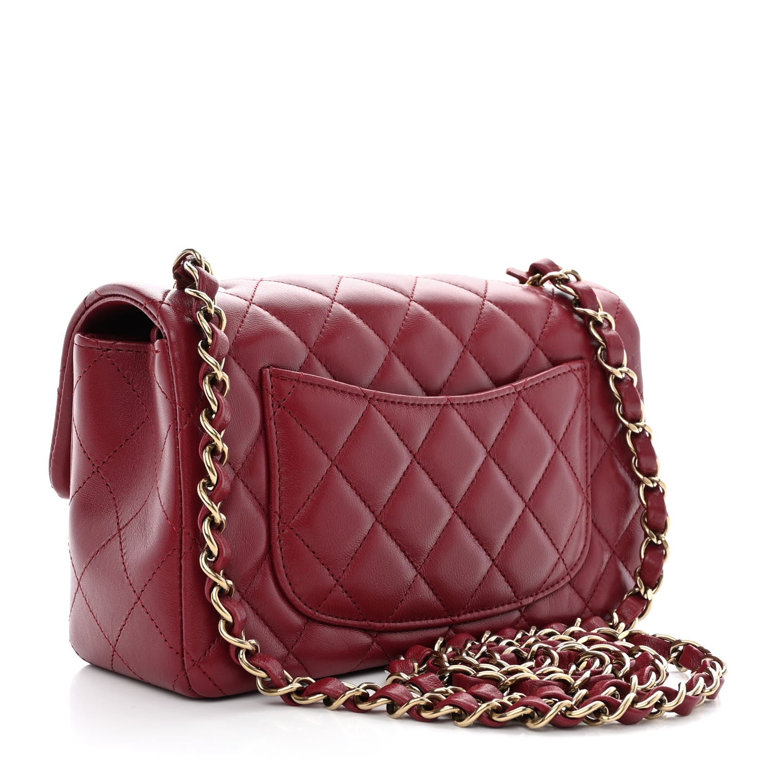 Chanel Lambskin Quilted Mini Rectangular Flap Burgundy 3 of 11