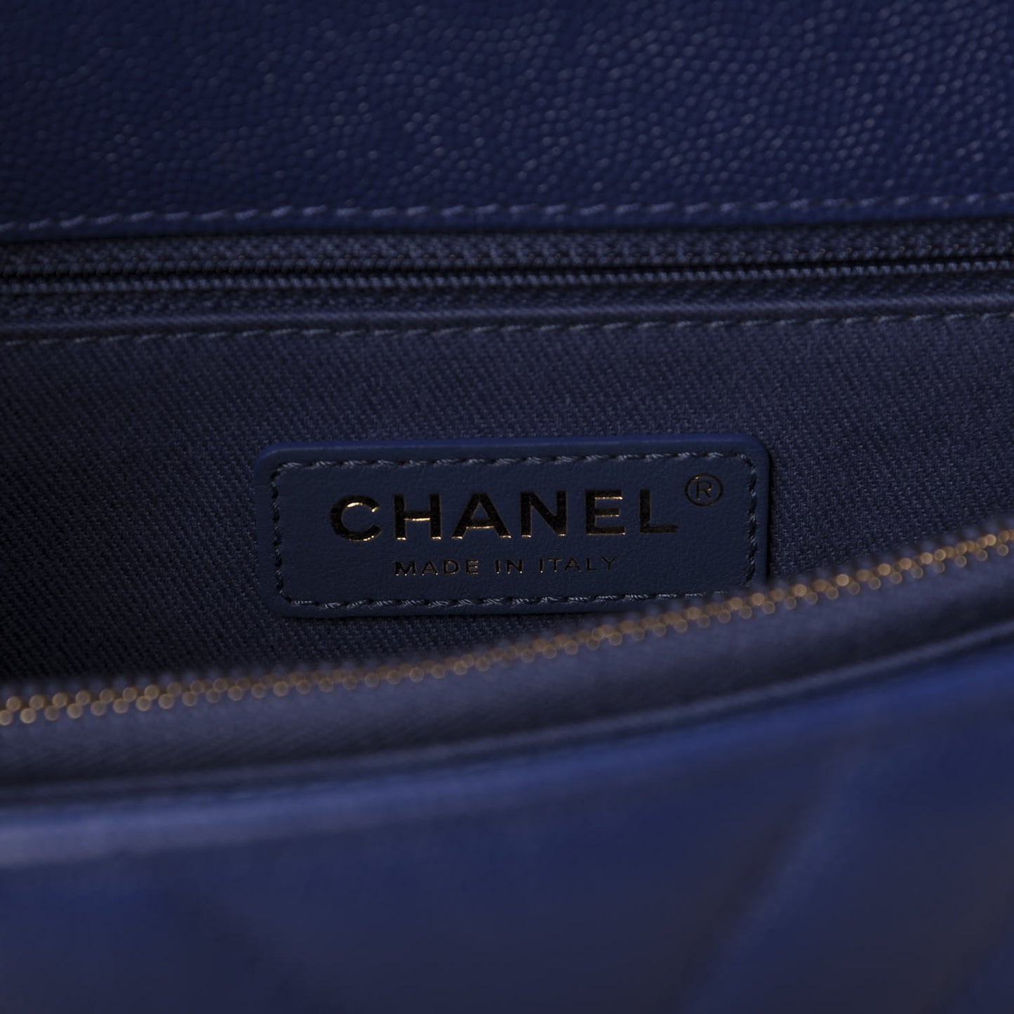 Caviar Chevron Quilted Small Coco Handle Flap Blue