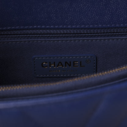 Chanel Caviar Chevron Quilted Small Coco Handle Flap Blue 8 of 10