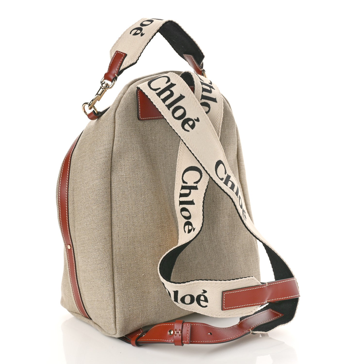Chloe Canvas Logo Woody Backpack Sepia Brown 4 of 10