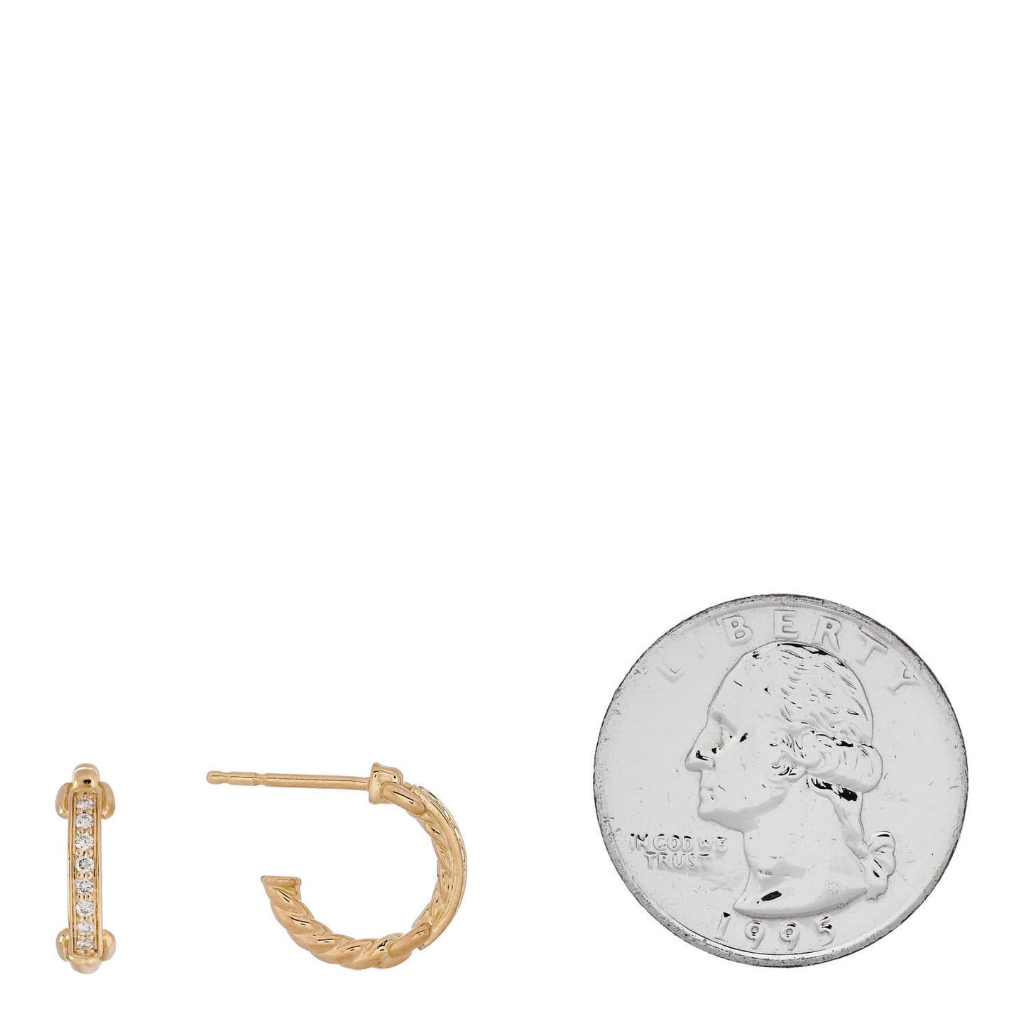 18K Yellow Gold Diamond Petit Pave Huggie Hoop Earrings