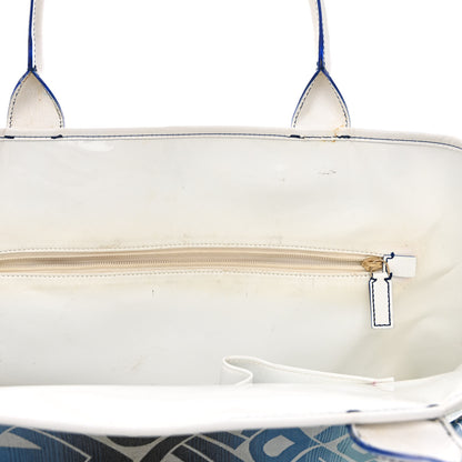 Fendi Calfskin Canvas Basket Sea Medium Tote White Blue 11 of 26