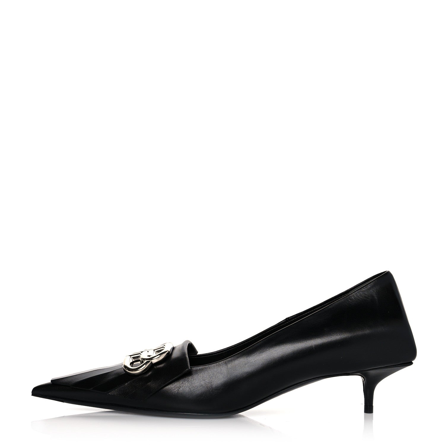 Balenciaga Shiny Kidskin Fringe Pointy Toe BB Knife Pumps 38 Black 1 of 8