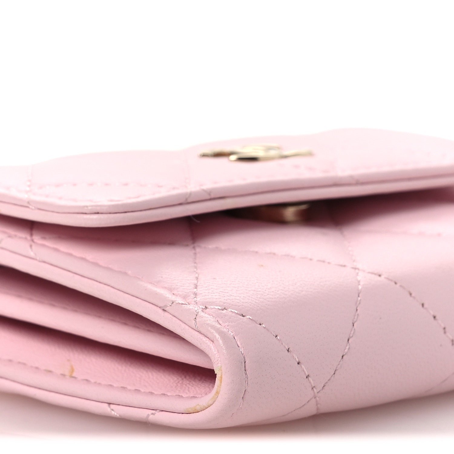 Chanel Lambskin Quilted Pearl Card Holder With Chain Light Pink 9 of 15