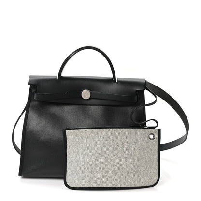 Hermes Toile H Berline Vache Hunter Herbag Zip PM 31 Black Ecru 3 of 10