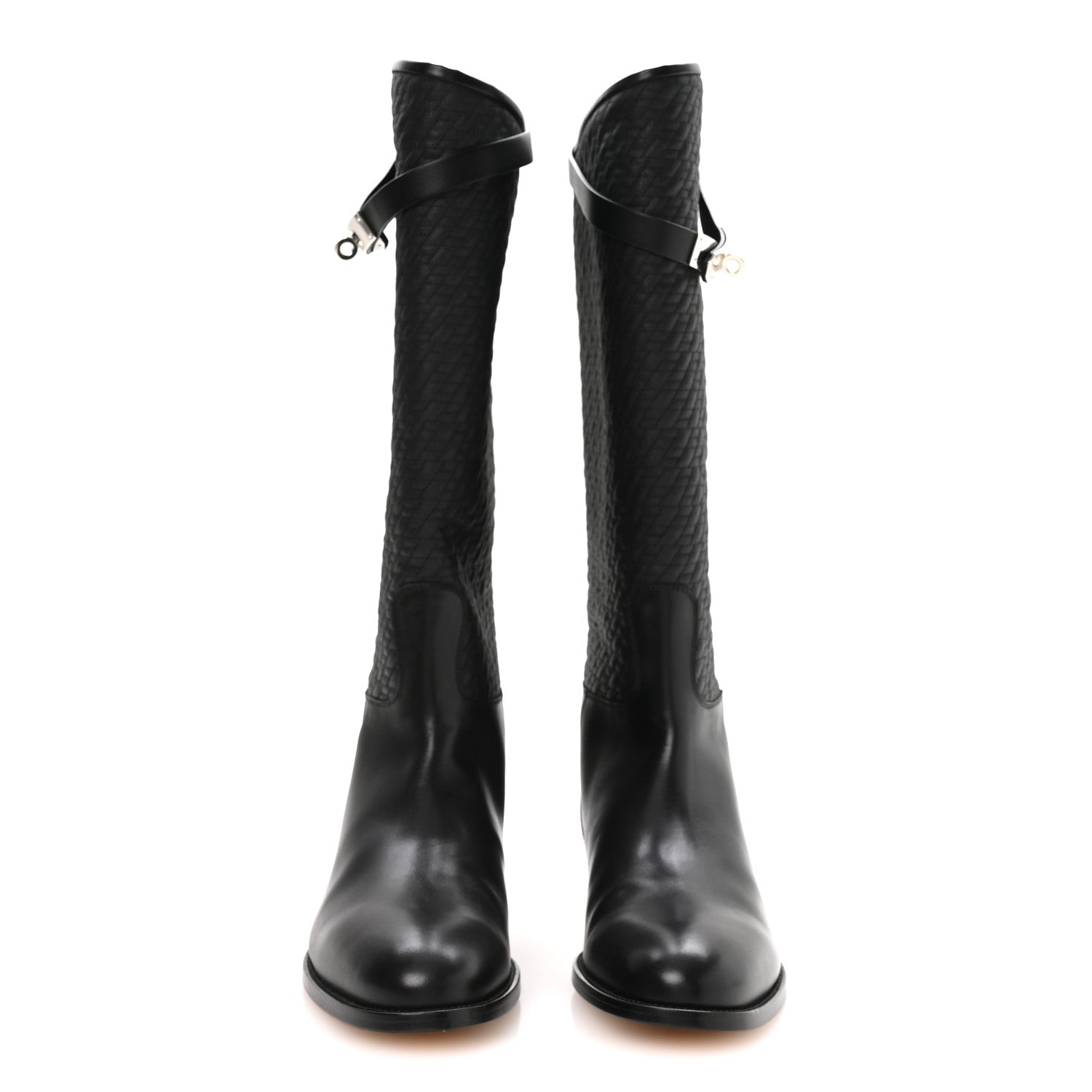 Hermes Toile Matelasse Box Kelly Jumping Boots 40 Black 3 of 10