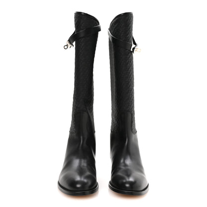 Hermes Toile Matelasse Box Kelly Jumping Boots 40 Black 3 of 10