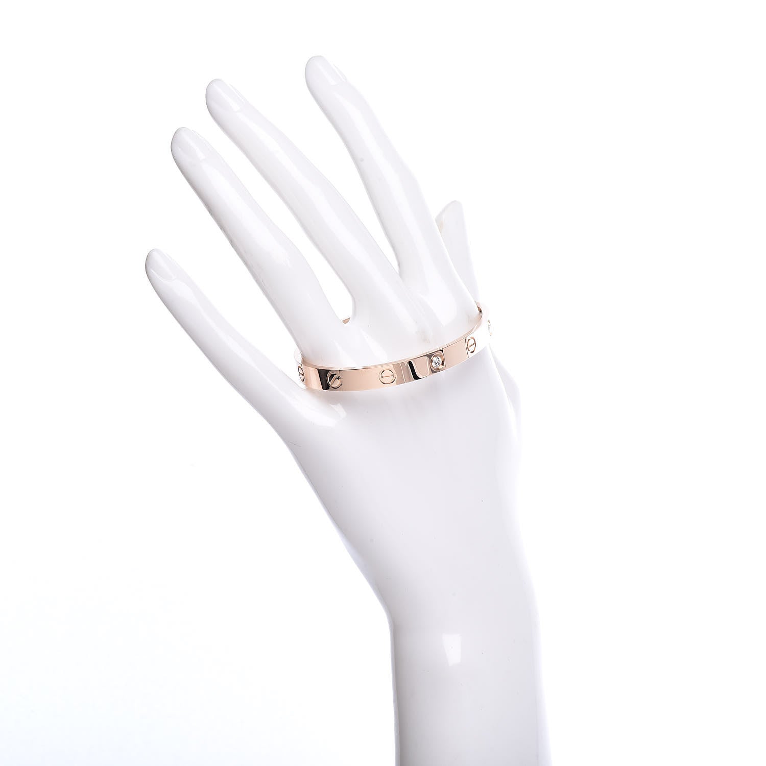 Cartier 18K Pink Gold 4 Diamond LOVE Bracelet 17 2 of 6