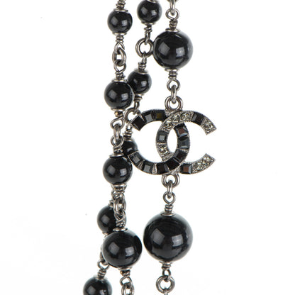 Chanel Baguette Crystal CC Beaded Long Necklace Black 3 of 5