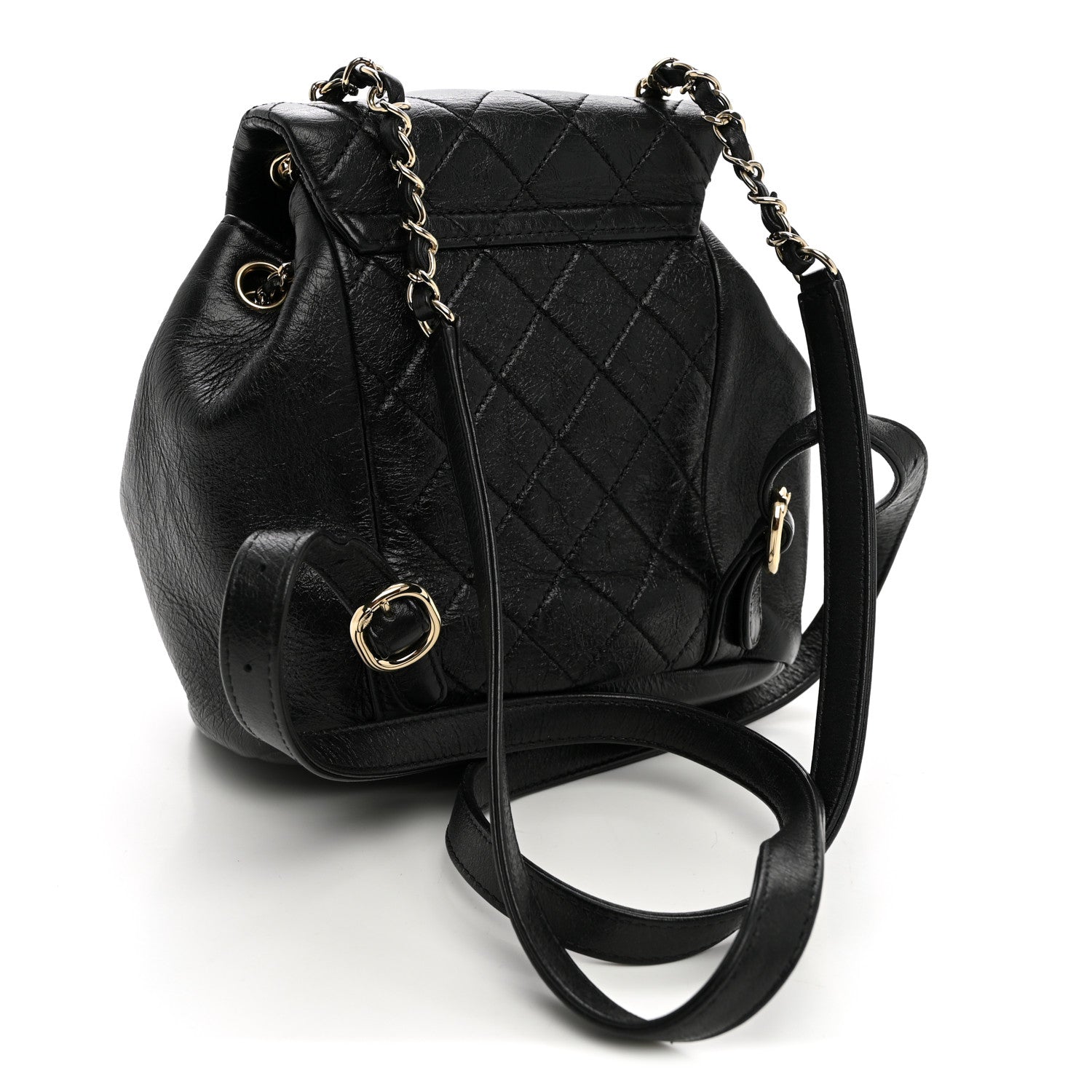 Chanel Glazed Aged Calfskin Quilted Small Duma Drawstring Backpack Black 3 of 10