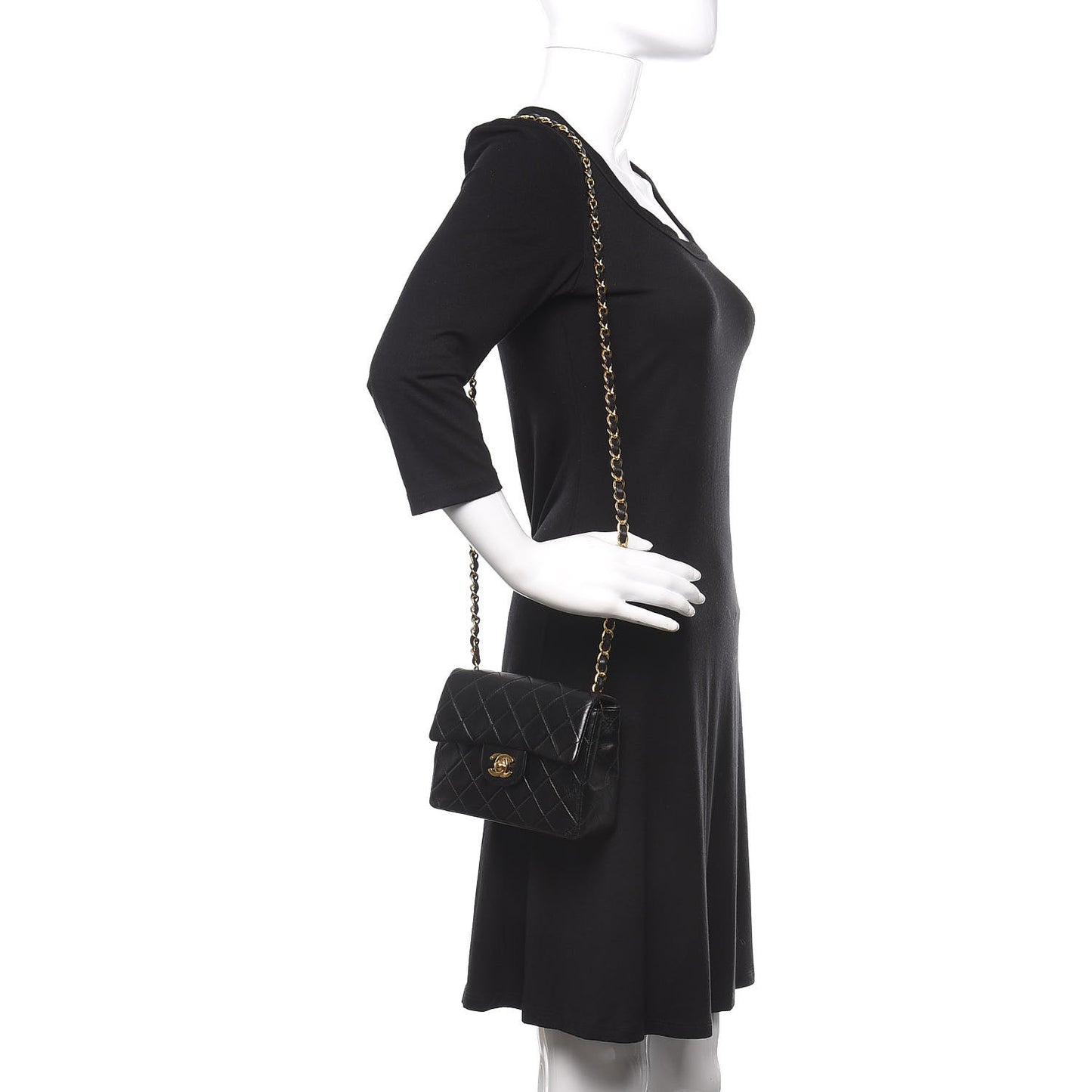 Lambskin Quilted Mini Square Flap Black