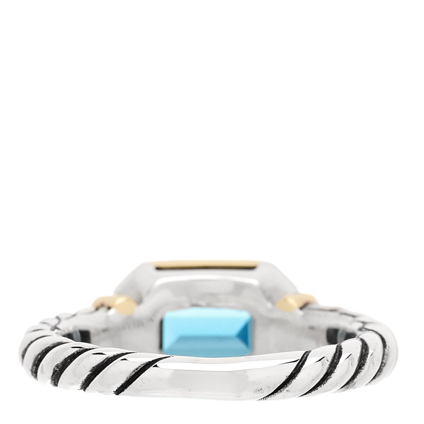 Sterling Silver 18K Yellow Gold Blue Topaz Novella Ring 53 6.25