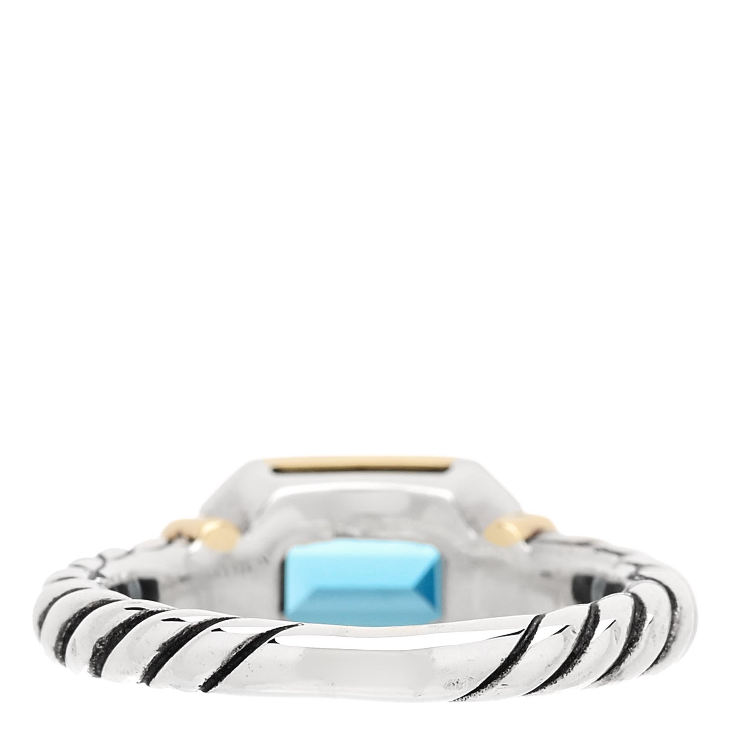 David Yurman Sterling Silver 18K Yellow Gold Blue Topaz Novella Ring 53 6.25 4 of 6