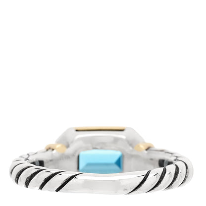 David Yurman Sterling Silver 18K Yellow Gold Blue Topaz Novella Ring 53 6.25 4 of 6