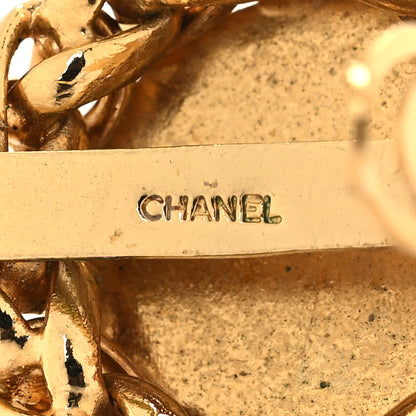 Chanel Metal Round CC Wheat Clip On Earrings Gold 4 of 5