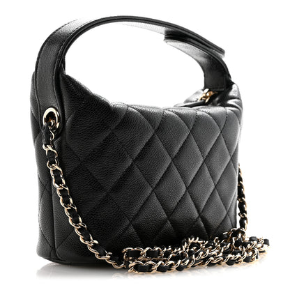 Chanel Caviar Quilted Hobo Clutch With Chain  Black 3 of 11
