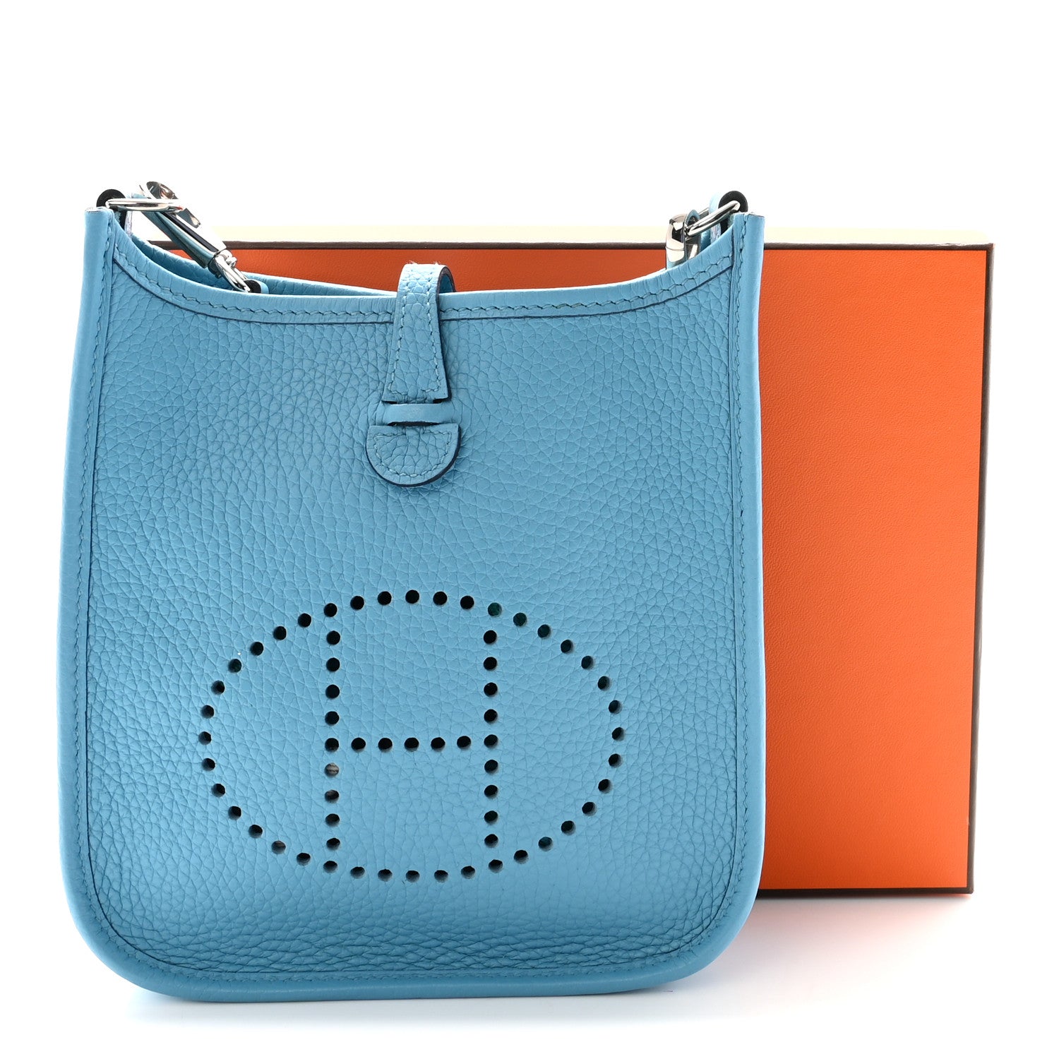Hermes Taurillon Clemence Amazone Evelyne TPM Bleu du Nord Vert Verone 10 of 10