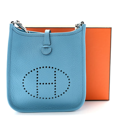 Hermes Taurillon Clemence Amazone Evelyne TPM Bleu du Nord Vert Verone 10 of 10