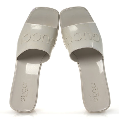 Gucci Rubber Gucci Logo Womens Platform 20/60mm Slide Sandals 38 Mystic White 2 of 14
