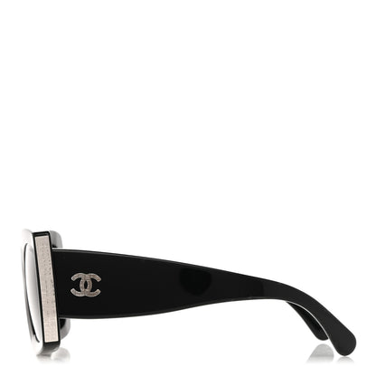Chanel Acetate Rectangle Sunglasses 5435 Black Grey 3 of 8