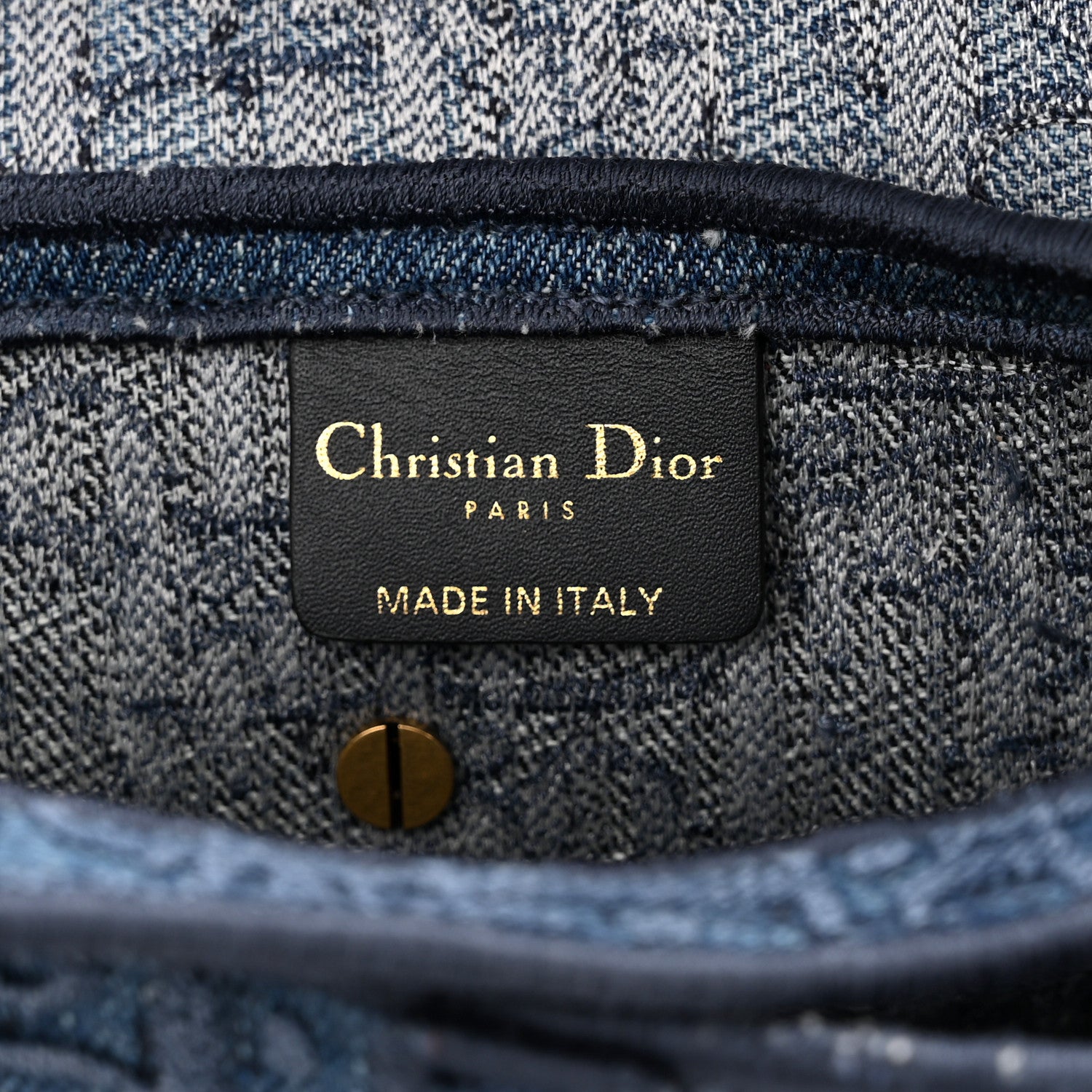 Christian Dior Oblique Embroidered Saddle Bag Denim Blue 6 of 10