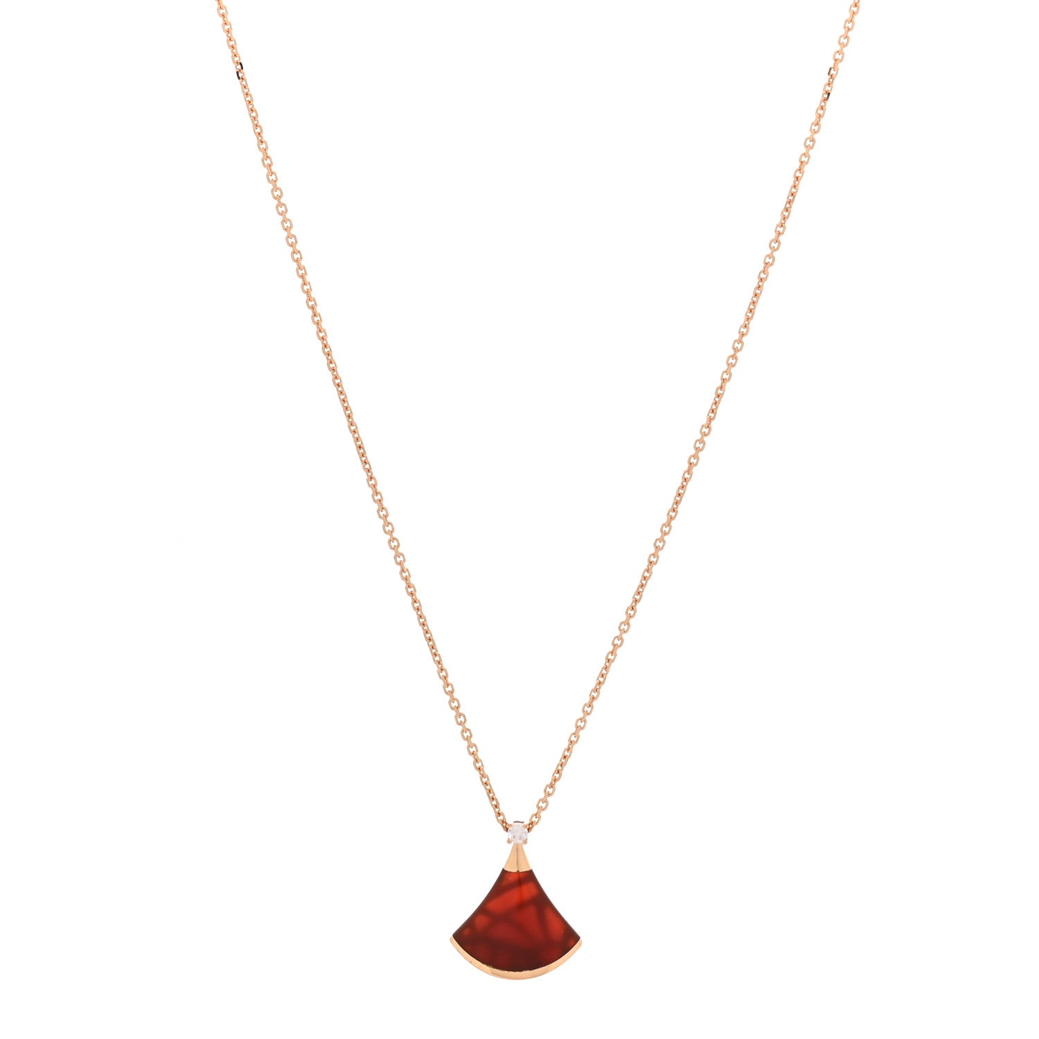 Bulgari 18K Rose Gold Diamond Carnelian Divas' Dream Pendant Necklace 1 of 6