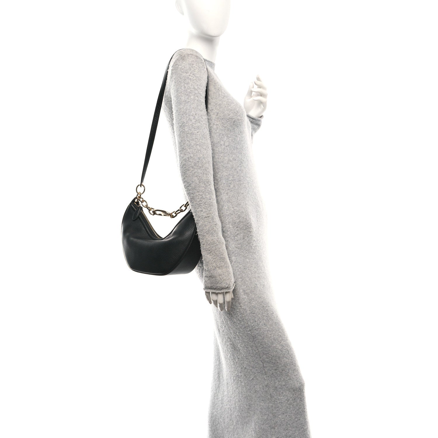 Valentino Garavani Grainy Calfskin Small Vlogo Moon Hobo Bag Black 2 of 10