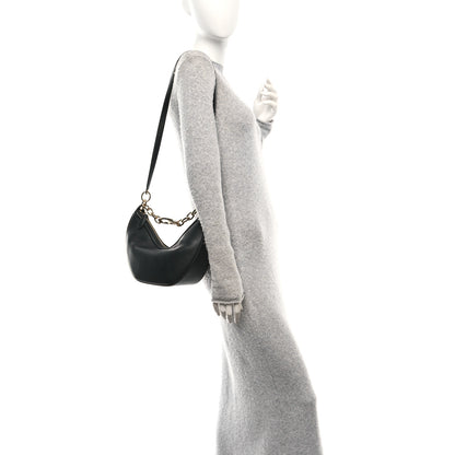 Valentino Garavani Grainy Calfskin Small Vlogo Moon Hobo Bag Black 2 of 10