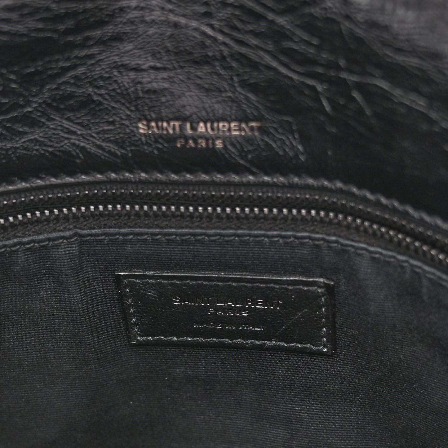 Crinkled Calfskin Matelasse Monogram Medium Niki Chain Satchel Black