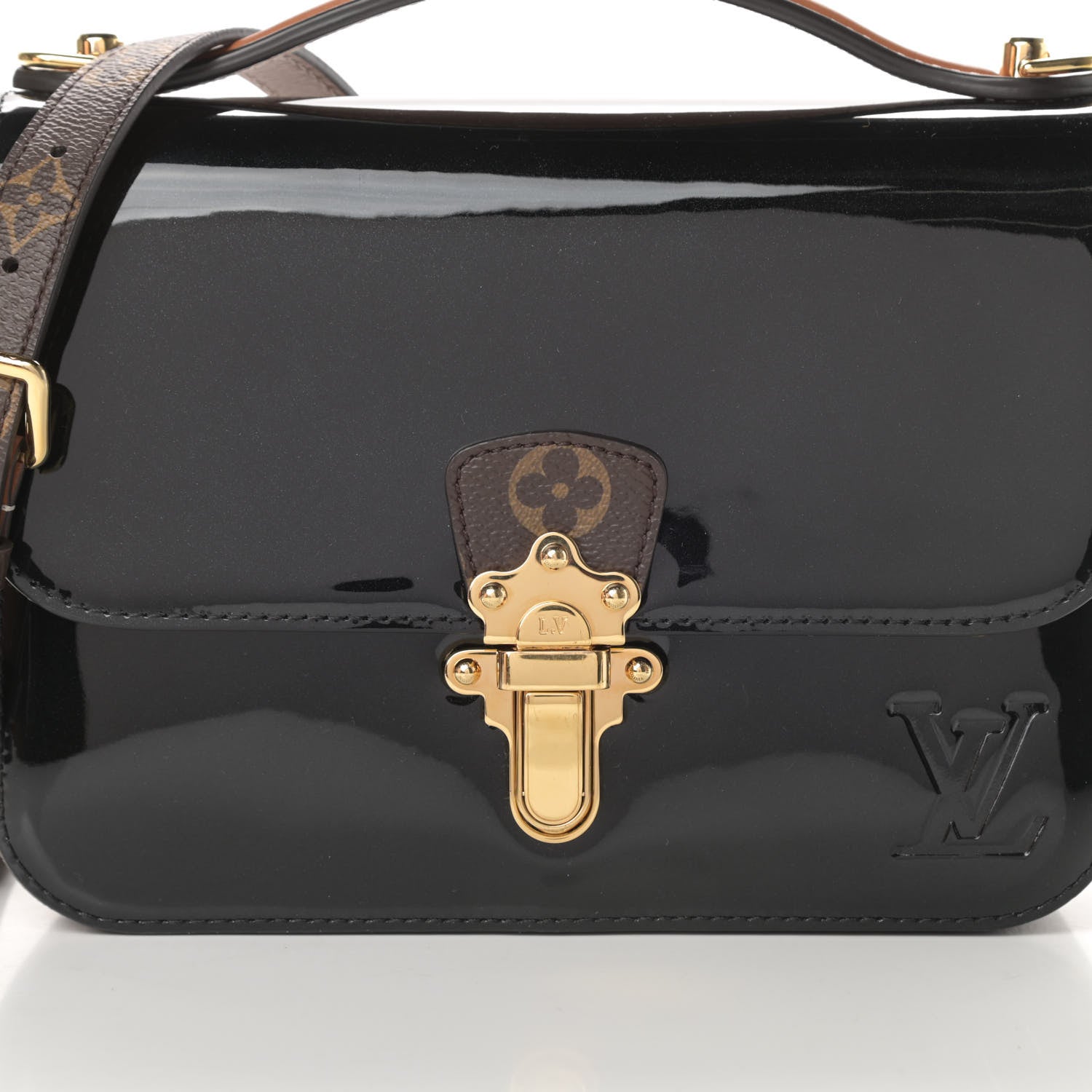 Louis Vuitton Patent Calfskin Monogram Cherrywood BB Black 8 of 12