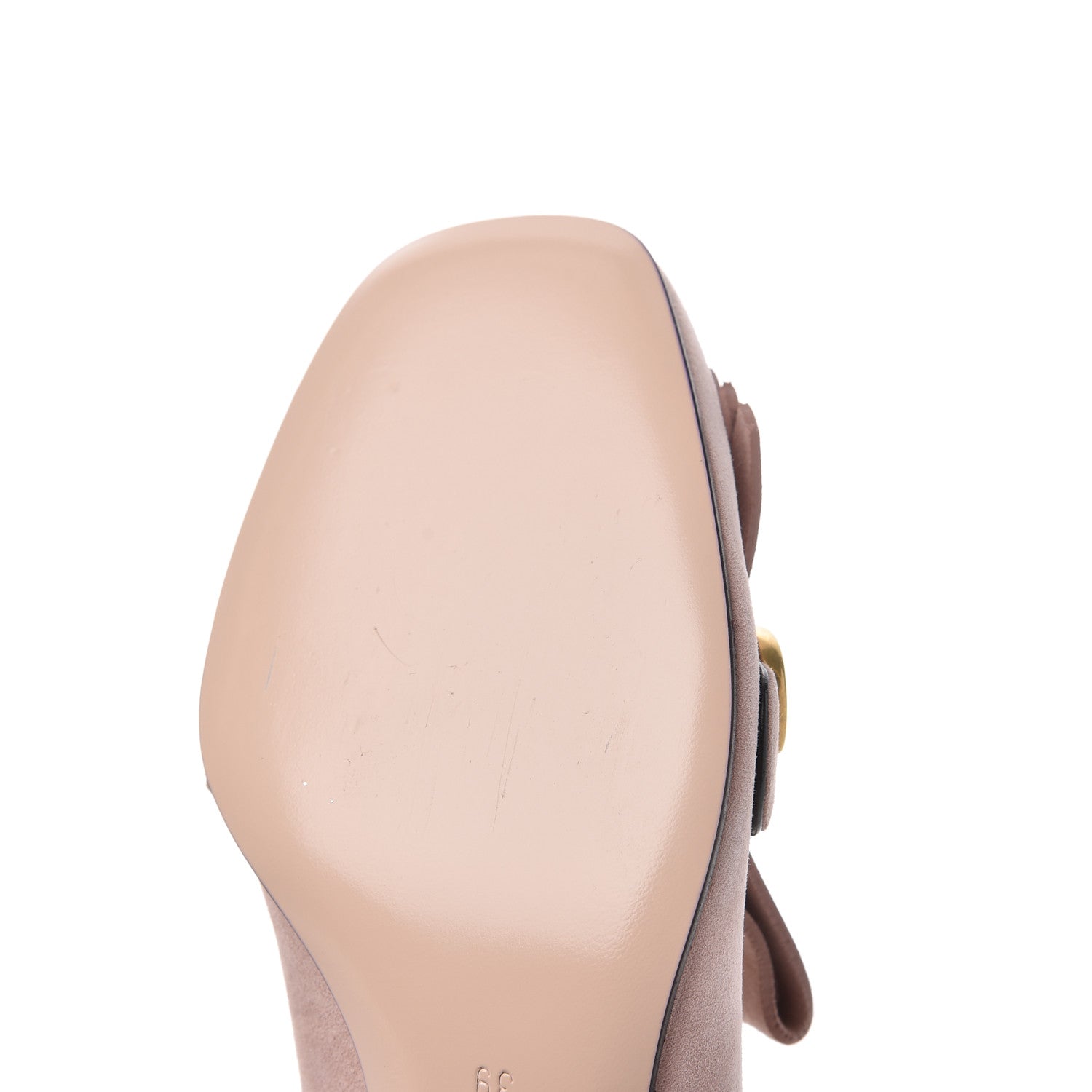Gucci Kid Scamosciato GG Marmont Fringe 50mm Loafer Pumps 39 Crystal Pink 13 of 15