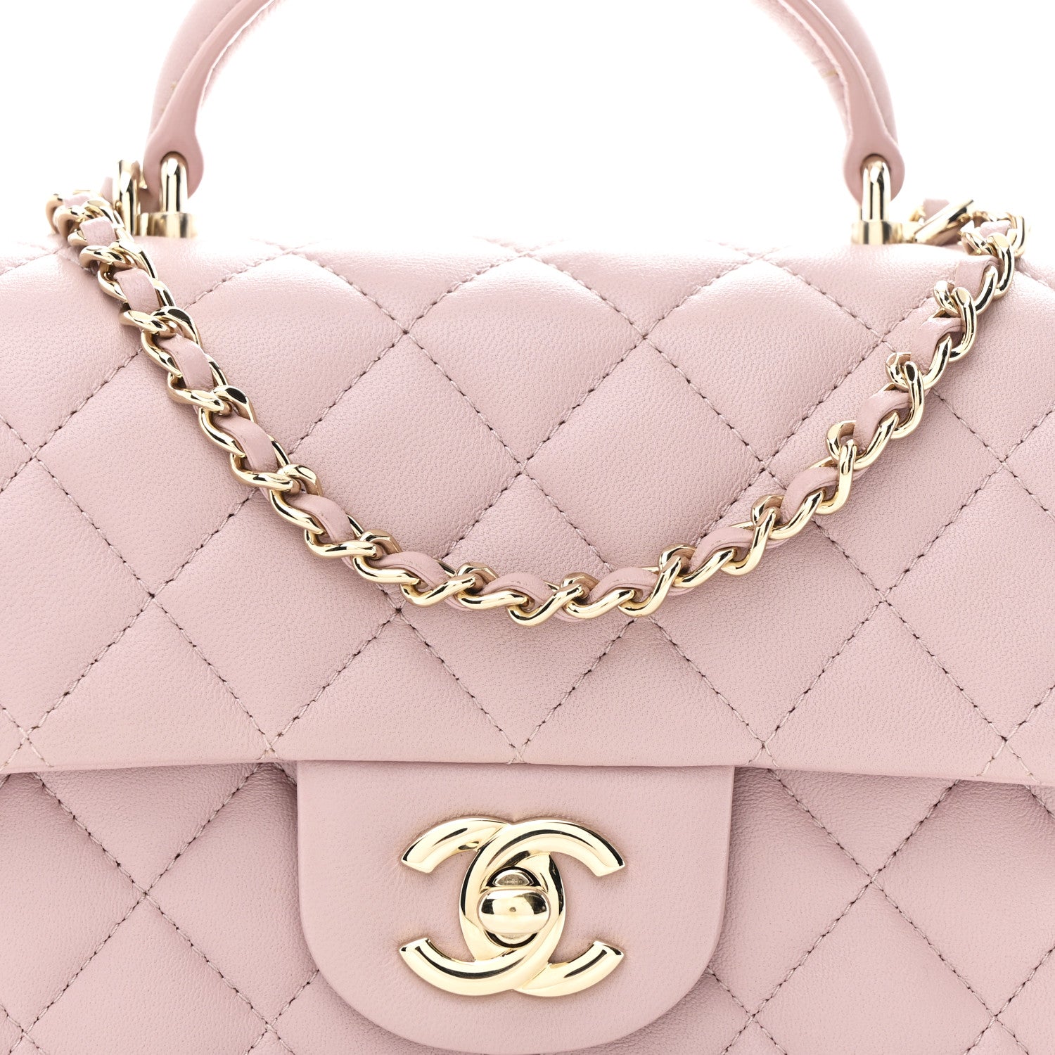 Chanel Lambskin Quilted Mini Top Handle Rectangular Flap Light Pink 8 of 11