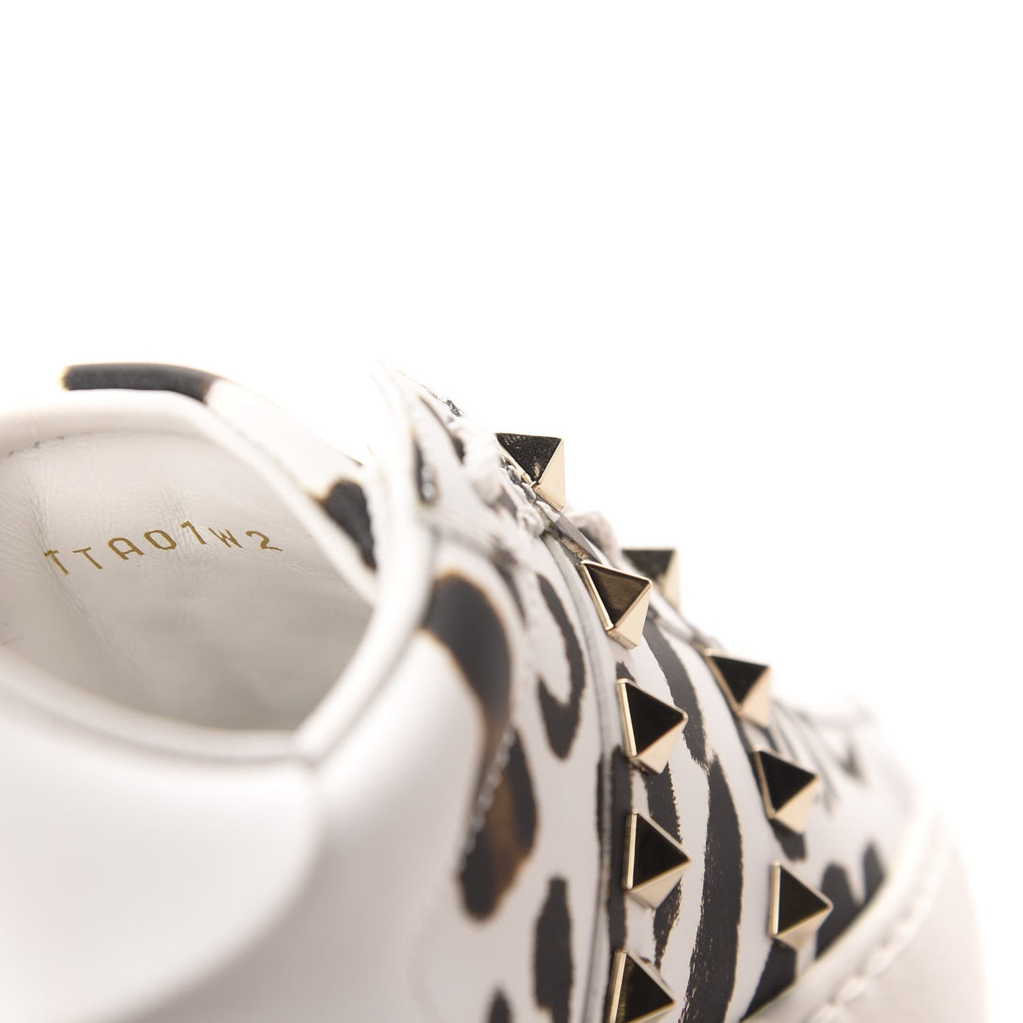 Calfskin Leopard Print Rockstud Untitled Open Sneakers 37.5 White