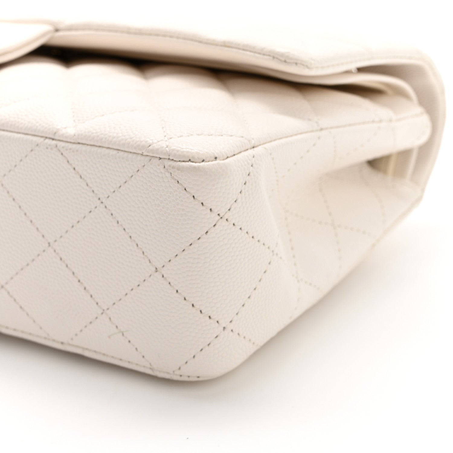 Chanel Caviar Quilted Medium Double Flap White 10 of 12