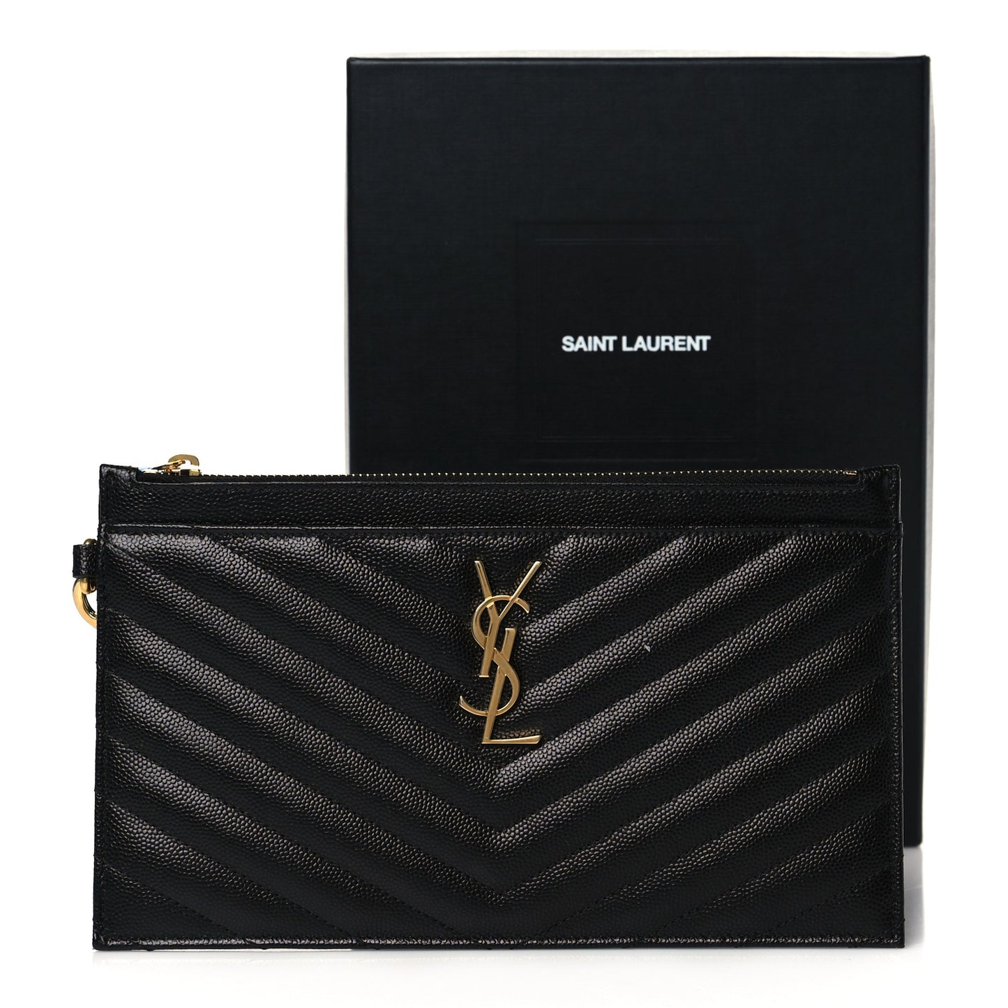 Grain De Poudre Chevron Monogram Large Bill Pouch Black