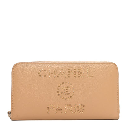 Chanel Caviar Studded Deauville Large Zip Around Wallet Beige 1 of 12