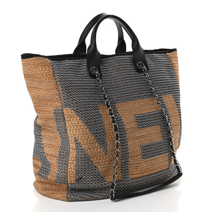 Chanel Mixed Fibers Shopping Bag Blue Beige 2 of 13
