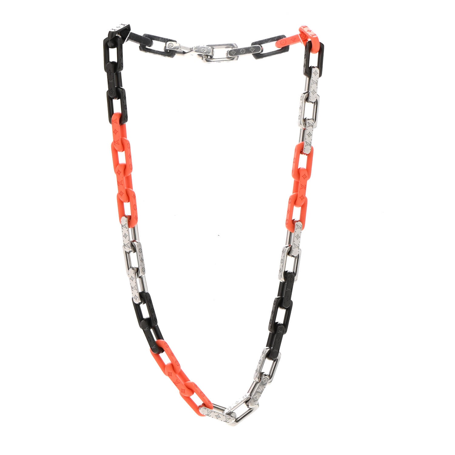 Louis Vuitton Metal Plexiglass Monogram Chain Necklace Black 3 of 6