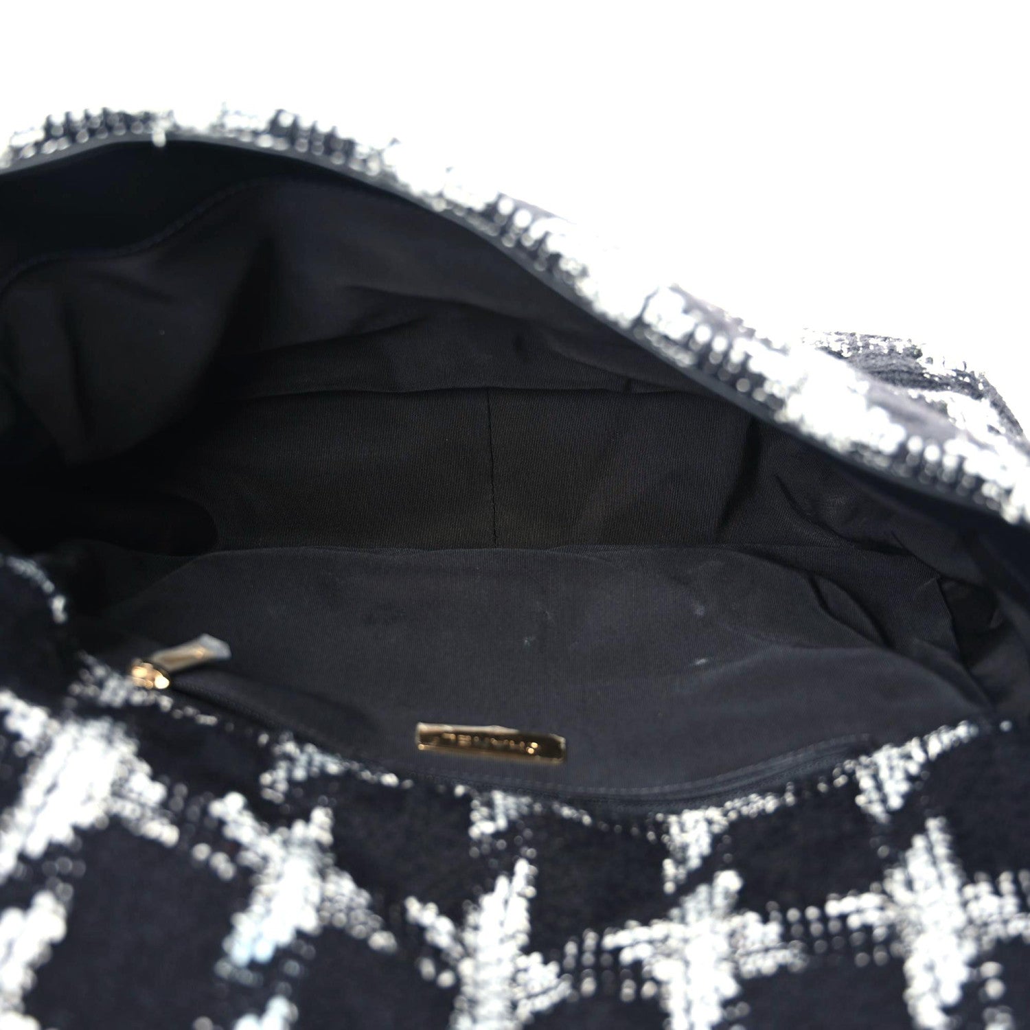 Chanel Tweed Quilted Large Chanel 19 Flap Black Ecru White 8 of 11